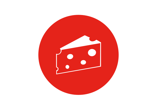 Roter Kreis mit Käse